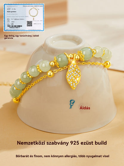 ✨ Vadonatúj 14K arany Hetian jade karkötő