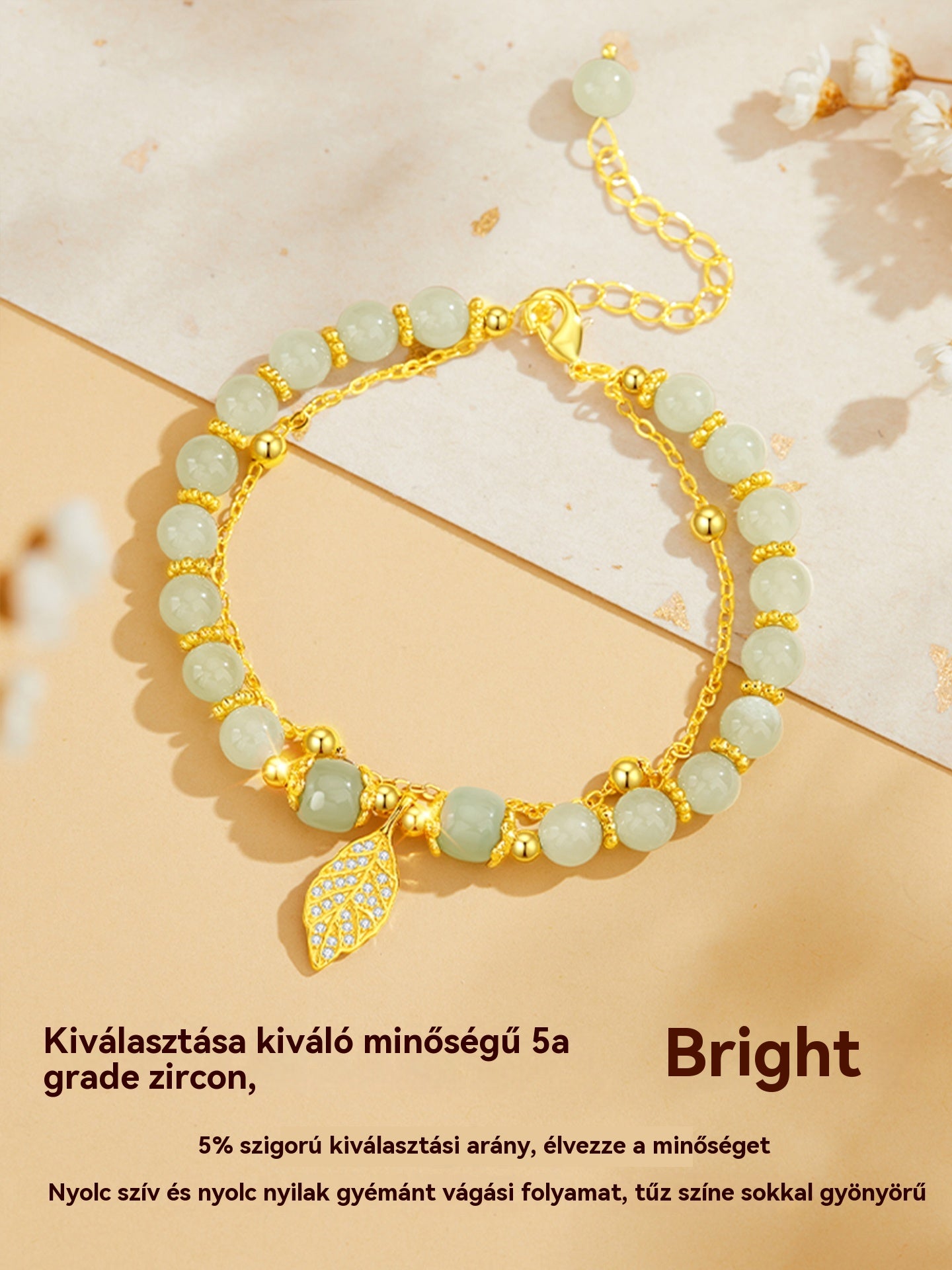 ✨ Vadonatúj 14K arany Hetian jade karkötő