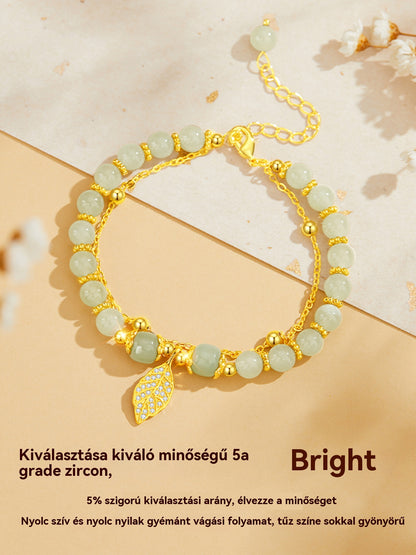 ✨ Vadonatúj 14K arany Hetian jade karkötő