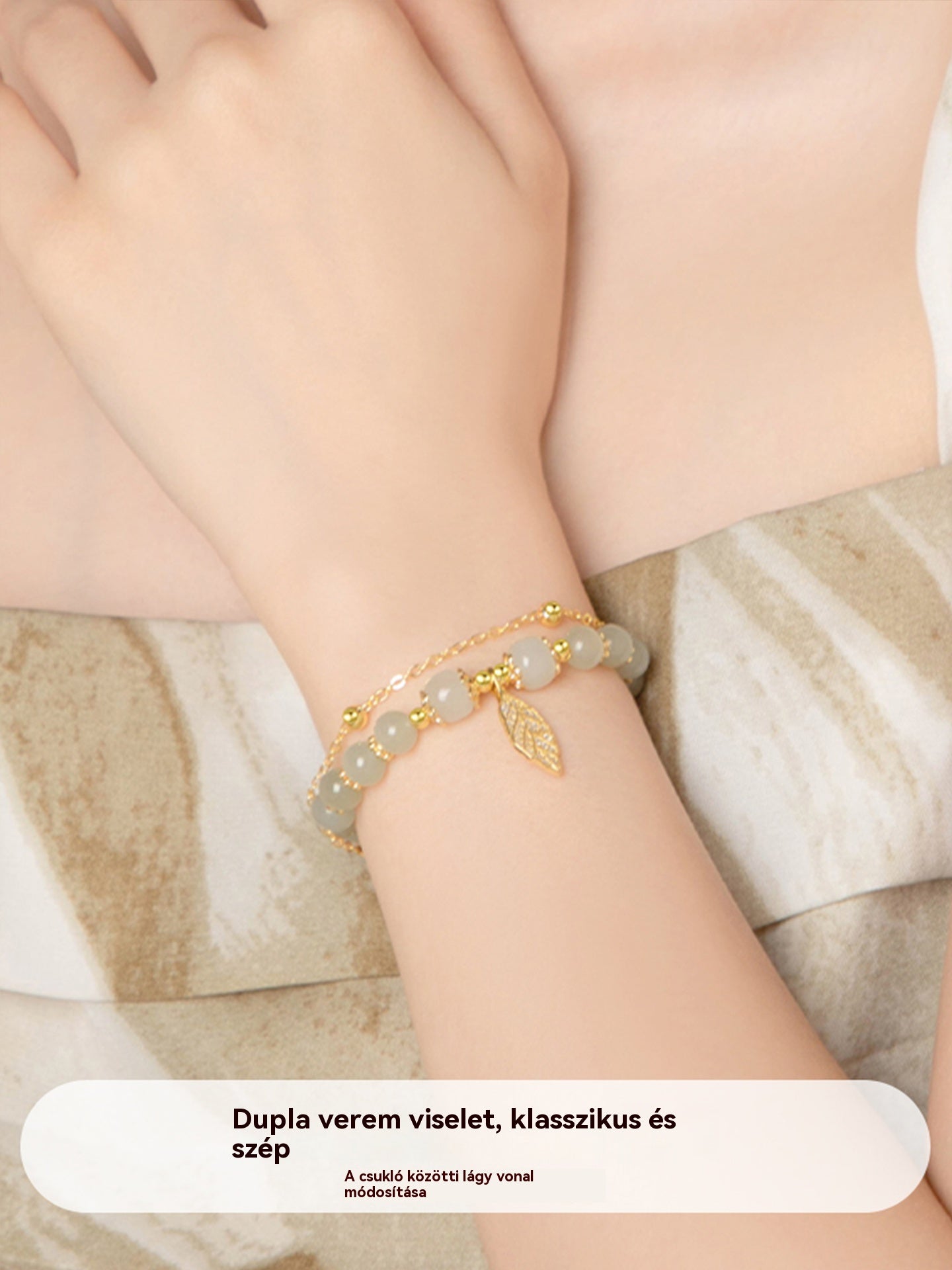 ✨ Vadonatúj 14K arany Hetian jade karkötő