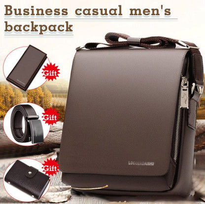 🔥Vásárolj 1-et, kapsz 3-at ingyen!🔥【Hátizsák*1 + Pénztárca*1 + Kártyatartó*1 + Öv*1】Férfi üzleti válltáska, vízálló marhabőr hátizsák