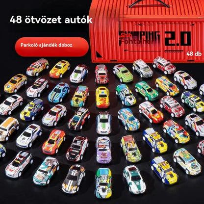 🎅 Korlátozott ideig érvényes promóció: 55% kedvezmény 🎁 48 mini lehúzható autó beépített garázscsomaggal